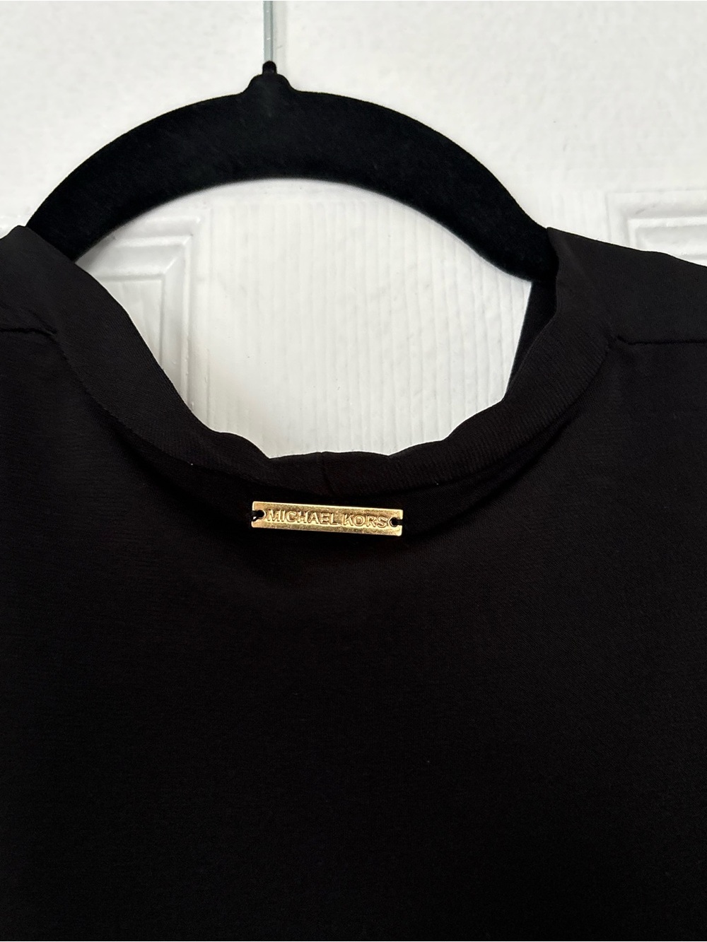 Michael Kors Black Jersey Wrap Maxi Dress with Gold Logo Plate Size 2 - Picture 7 of 7